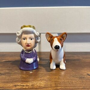 Queen and Corgi salt and pepper shakers